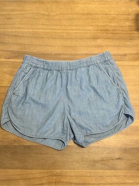 Madewell Chambray Pull-On Shorts Womens Small Blue Elastic Waist Casual Summer